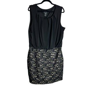 Enfocus Studio Black Stretch Cocktail Dress • Women’s 20W  Lace Skirt Nude Lined